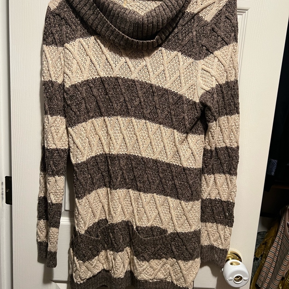 Cozy Striped Sweater - Brown and Cream
